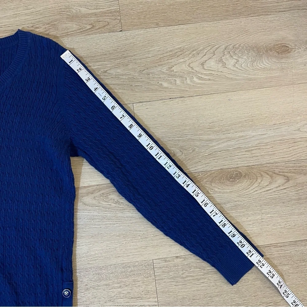 Karen Scott Navy Blue Cable Knit Sweater Women’s Size Medium 100% Cotton - Picture 12 of 13